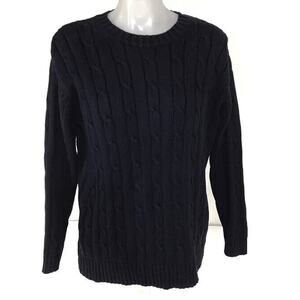 Ralph Lauren P/P Petite Plus Navy Cable Knit Cotton Pullover Green Label